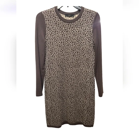 Weekend Max Mara Brown & Beige AnimalPrint Sweater Knit Stretch size S - Picture 2 of 8